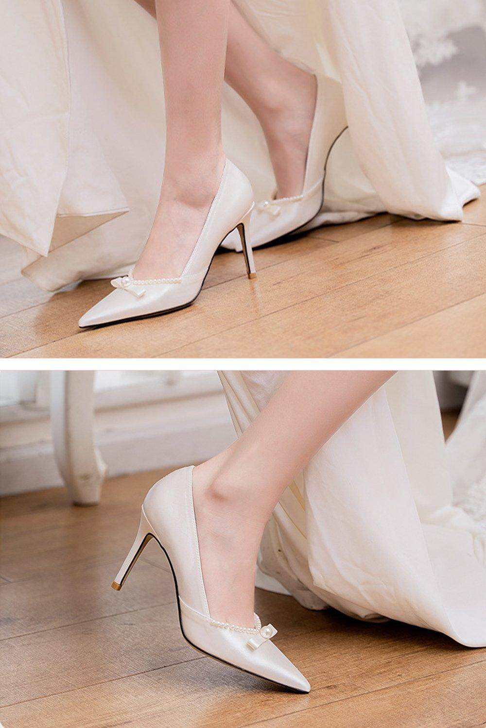 Stiletto Heel 9cm Satin Heels Bridal Shoes CK0112 - COCOMELODY